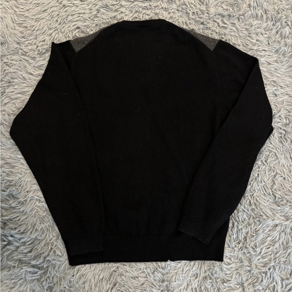 Jos. A. Banks Men’s Black Lambs Wool V-Neck Pullover Argyle Sweater Large Preppy - Picture 4 of 6